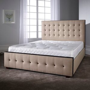 Paulina Bed In Linoso Sand With Dark Wooden Feet