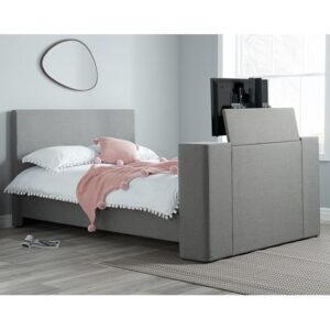 Plazas Fabric King Size TV Bed In Grey