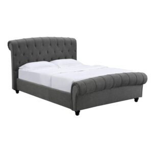 Sanura Linen Fabric King Size Bed In Grey