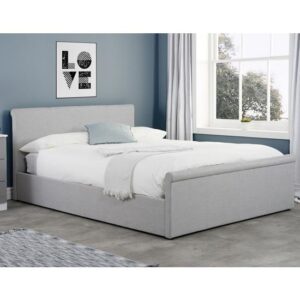 Stratos Side Ottoman Fabric King Size Bed In Grey