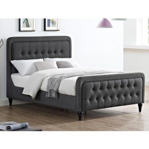 Taniel Linen Fabric King Size Bed In Grey