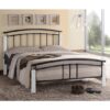 Tetron Metal King Size Bed In Black With White Wooden Posts
