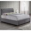 Valentino Fabric King Size Bed In Grey With 2 Drawers