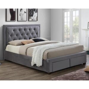Woodberry Fabric King Size Bed With 4 Drawers In Grey