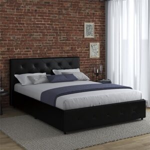 Dakotas Faux Leather King Size Bed With Drawers In Black