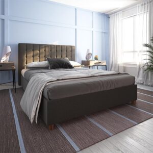 Emilia Fabric King Size Bed In Grey