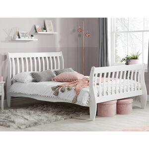 Balford Pine Wood Double Bed In White