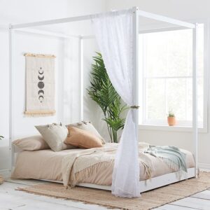 Darian Four Poster Wooden King Size Bed In White