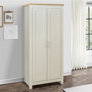 Highland Wooden Wardrobe With 2 Doors In Cream And Oak