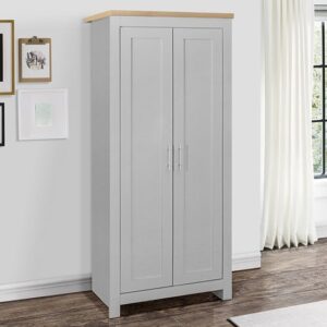 Highland Wooden Wardrobe With 2 Doors In Grey And Oak