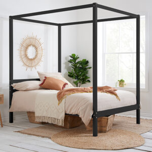 Marcia Wooden Four Poster Double Bed In Black