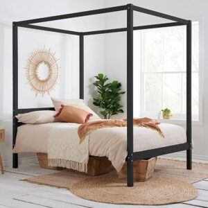 Mercia Pine Wood Four Poster King Size Bed In Black