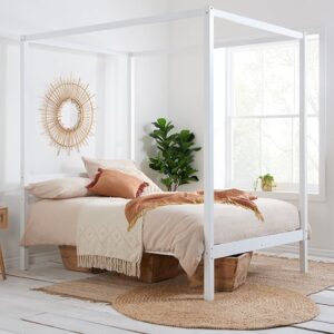 Mercia Pine Wood Four Poster King Size Bed In White