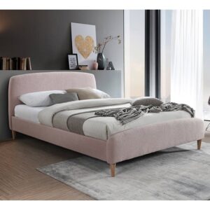 Otaola Teddy Bear Fabric King Size Bed In Blush Pink
