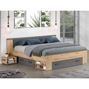 Fero Wooden King Size Bed With Storage In Artisan Oak Matera