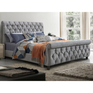 Morvey Fabric Super King Size Bed In Grey