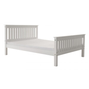 Maire High Foot End Pine Wooden King Size Bed In White