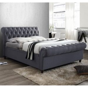 Castella Fabric Ottoman King Size Bed In Charcoal