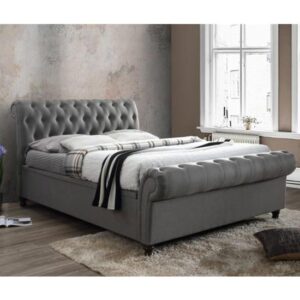 Castella Fabric Ottoman Super King Bed In Grey