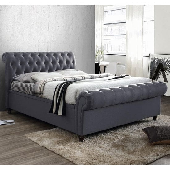 Castella Fabric Ottoman Super King Size Bed In Charcoal