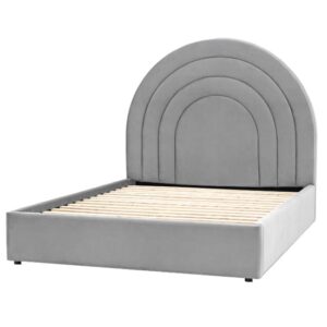 Ancona Polyester Fabric King Size Bed In Elephant