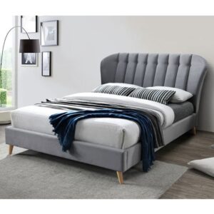 Elma Fabric King Size Bed In Grey