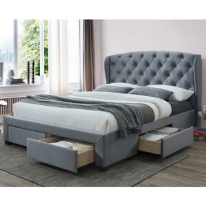 Hoper Fabric King Size Bed In Grey