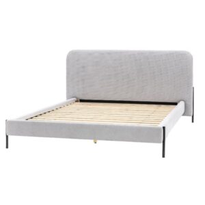 Odense Polyester Fabric King Size Bed In Natural