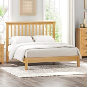 Lecco Wooden Slatted Double Bed In Oak