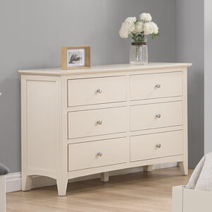 Lenox Wooden Chest Of 6 Drawers Wide In Ivory