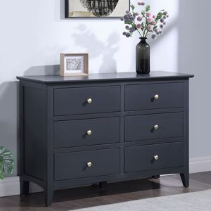 Lenox Wooden Chest Of 6 Drawers Wide In Off Black