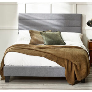 Milford Linen Fabric Double Bed In Grey