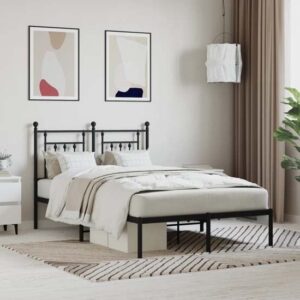 Attica Metal Double Bed With Headboard In Black