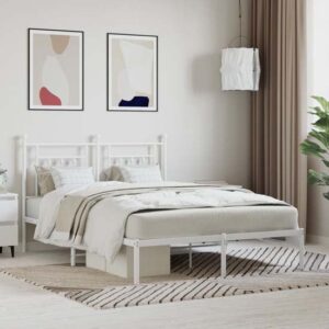 Attica Metal King Size Bed With Headboard In White