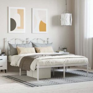 Bolivia Metal King Size Bed With Headboard In White