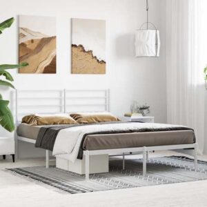 Eldon Metal Double Bed With Headboard In White