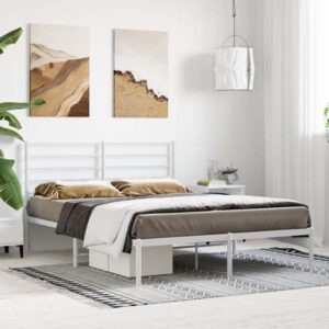 Eldon Metal King Size Bed With Headboard In White