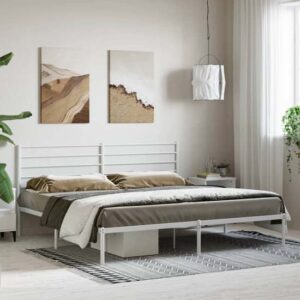 Eldon Metal Super King Size Bed With Headboard In White