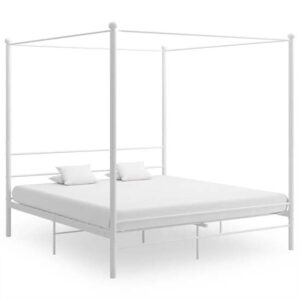 Fallon Metal Canopy Super King Size Bed In White