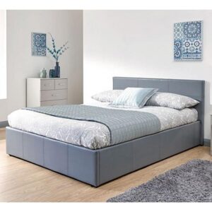 Eltham End Lift Faux Leather Ottoman Double Bed In Grey