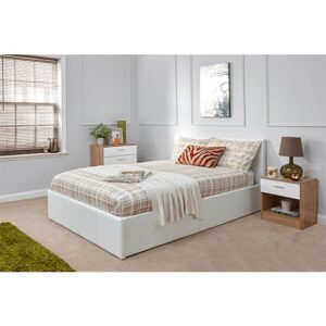 Eltham End Lift Faux Leather Ottoman Double Bed In White
