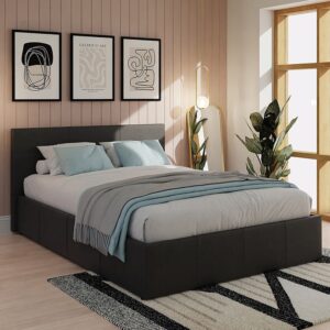 Eltham End Lift Faux Leather Ottoman Small Double Bed In Black
