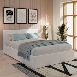 Eltham End Lift Faux Leather Ottoman Small Double Bed In White