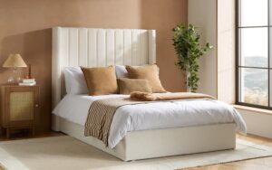 Birlea Maisey Fabric Ottoman Bed Frame, Double, White Boucle