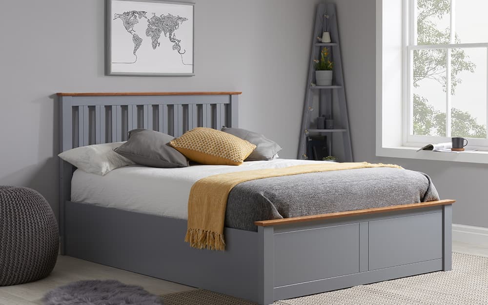 Birlea Phoenix Wooden Ottoman Bed Frame, Small Double, Grey