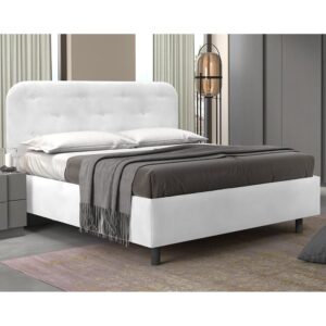 Choctaw Leather King Size Bed In White
