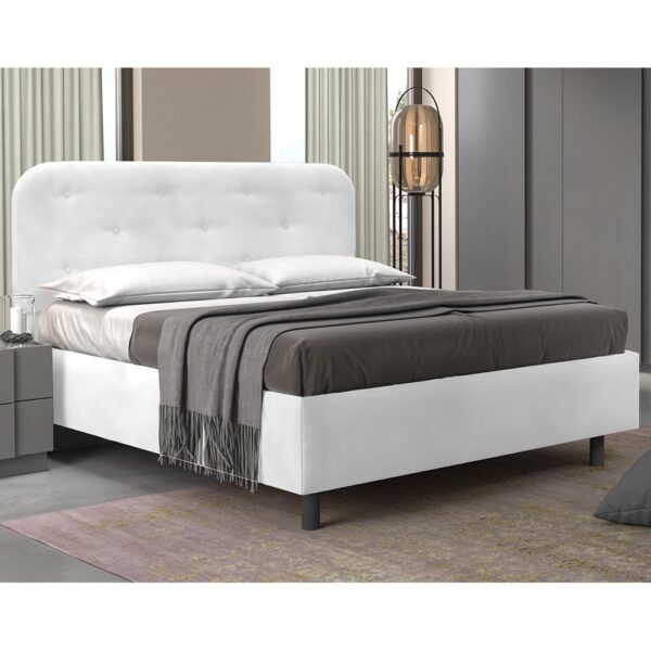 Choctaw Leather King Size Bed In White