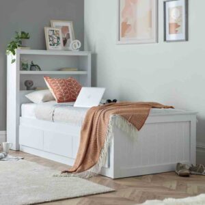 Enoch Enzo Wooden Single Bed With 3 Drawers In White