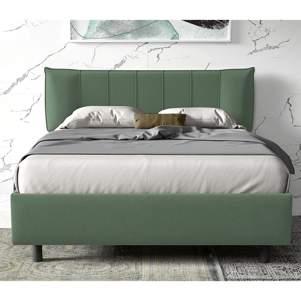 Hugo Fabric Small Double Bed In Sage Green