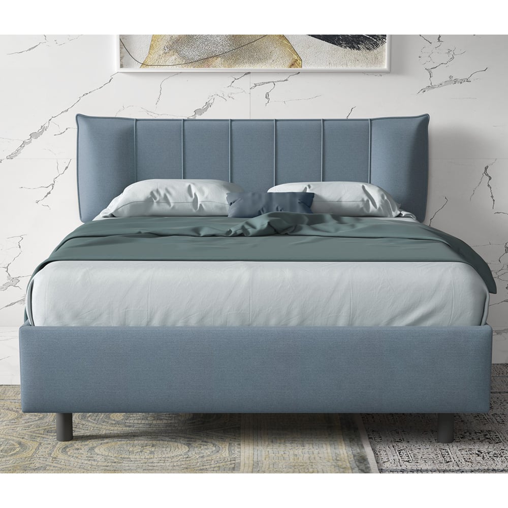 Hugo Fabric Small Double Bed In Sky Blue